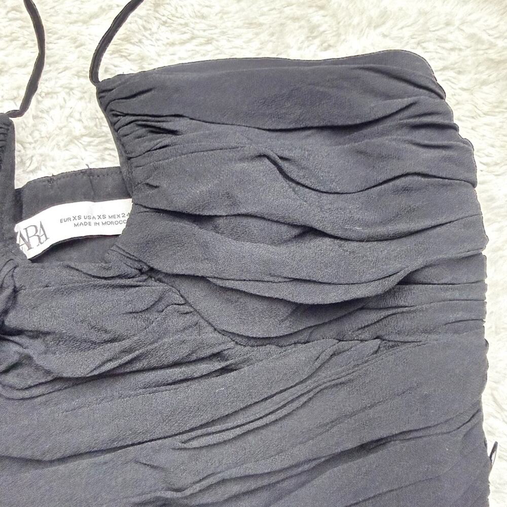 Zara black ruched halter crop top - Picture 2 of 5